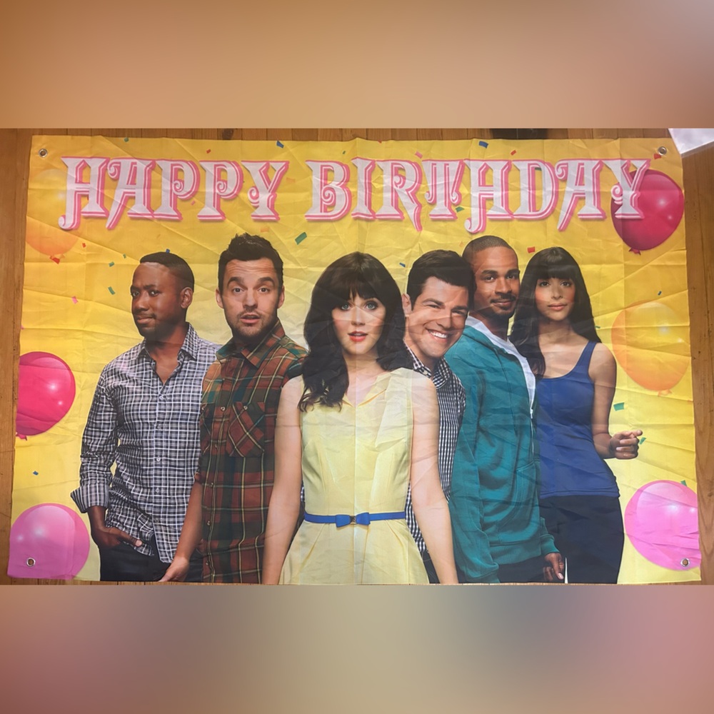 The New Girl Happy Birthday Backdrop, 3 x 5,Decorations Decor Backdrop Banner